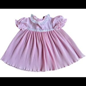 Roanna‎ Baby girls size 9 Mos pleated pink Vintage dress Lace collar cottagecore